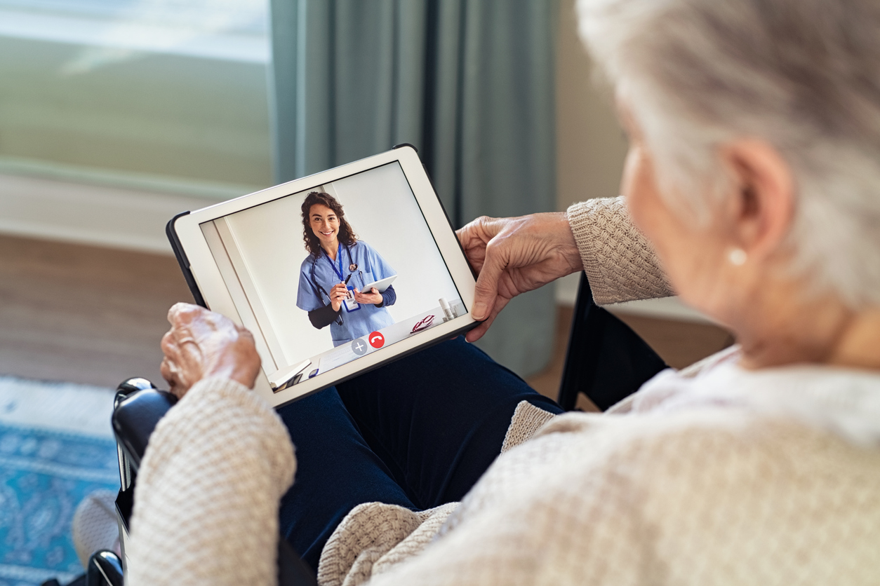 Patient on telehealth call with clinician